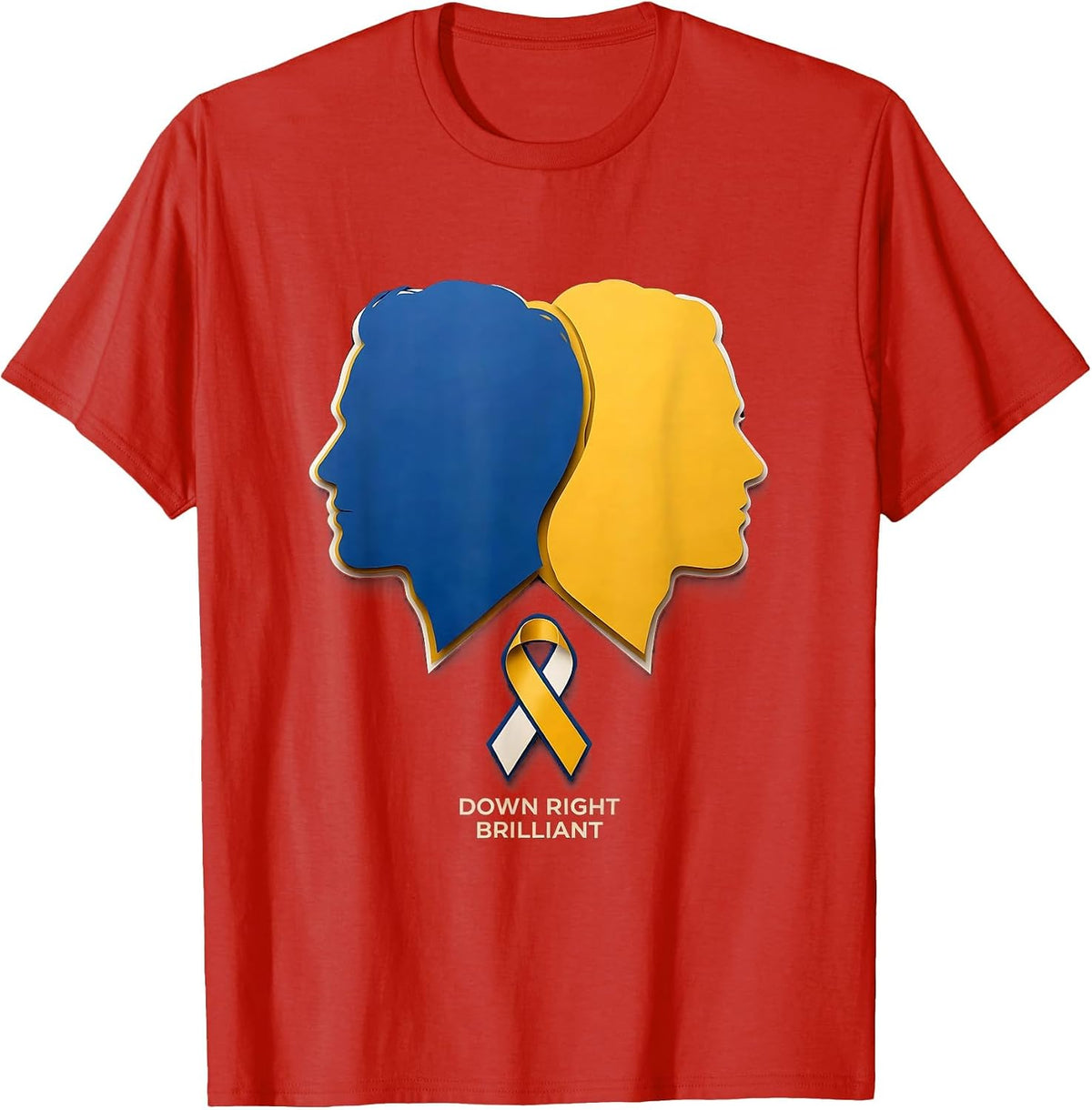 Men's Down Right Brilliant Paper Cutout Down Syndrome Awareness T-Shirt - Red