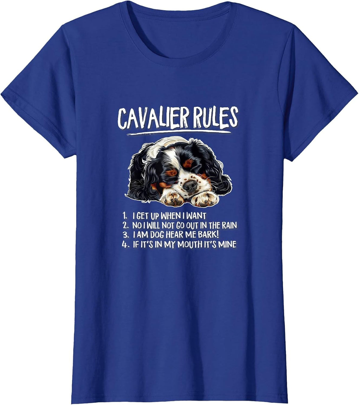 Nap Rules Tricolor Cavalier King Charles Spaniel Dog Lover T-Shirt - Royal Blue