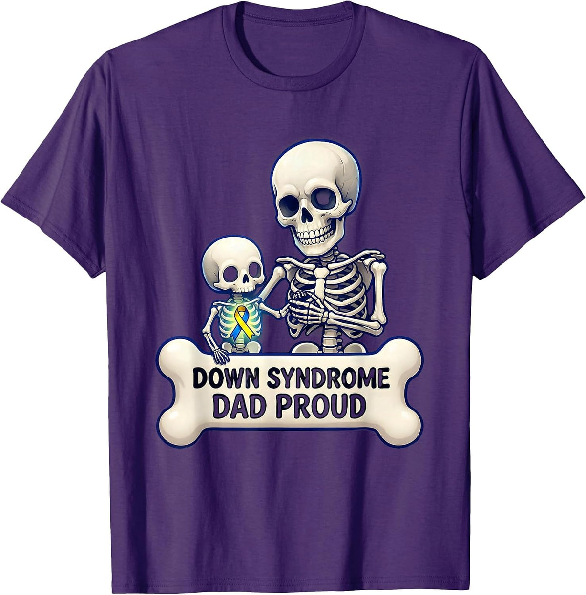 Men's Down Syndrome Dad Proud Awareness Design T-Shirt - Purple