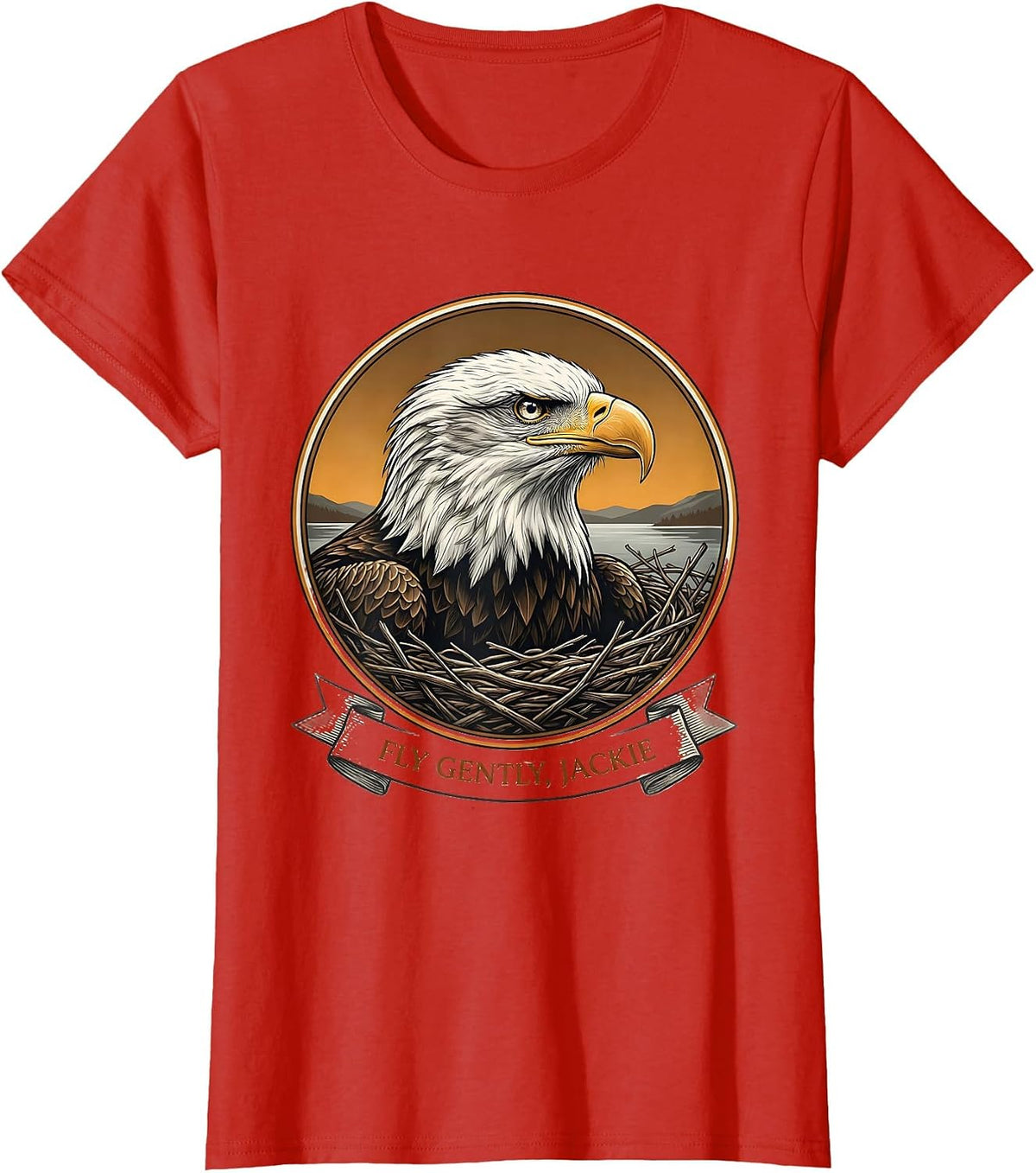 Fly Gently, Jackie Eagle Memorial Tribute Wildlife T-Shirt - Red