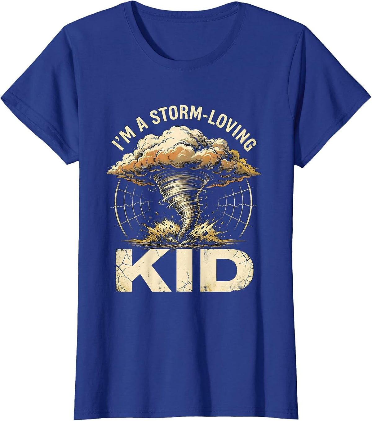 Women's I'm A Storm-Loving Kid Distressed Tornado Chaser Weather T-Shirt - Royal Blue