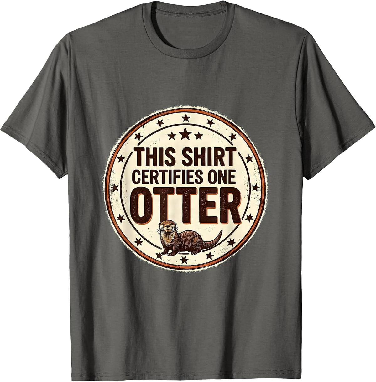 Men's This Shirt Certifies One Otter Funny Lazy Halloween Costume T-Shirt - Asphalt Grey