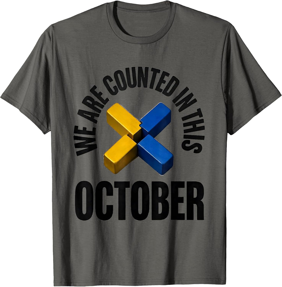 Men's We Are Counted In This October Down Syndrome Awareness T-Shirt - Asphalt Grey