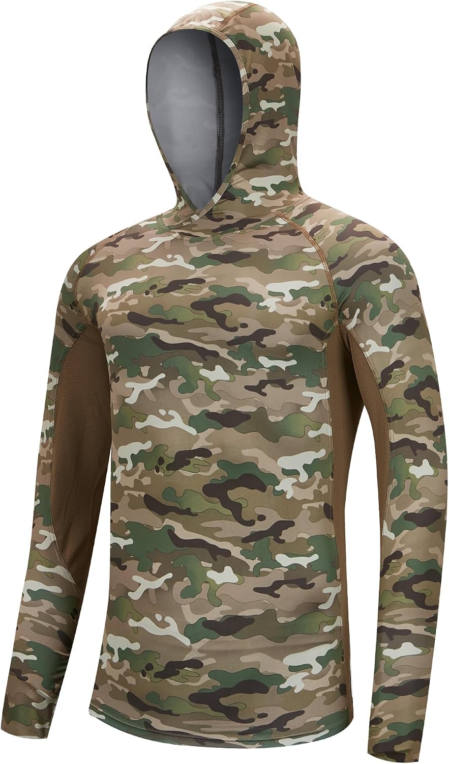 Men's UPF 50+ Camo Tactical Shirt 4-Way Stretch Breathable Long Sleeve Hunting Fishing Hoodie with Thumbholes - Classic Camo