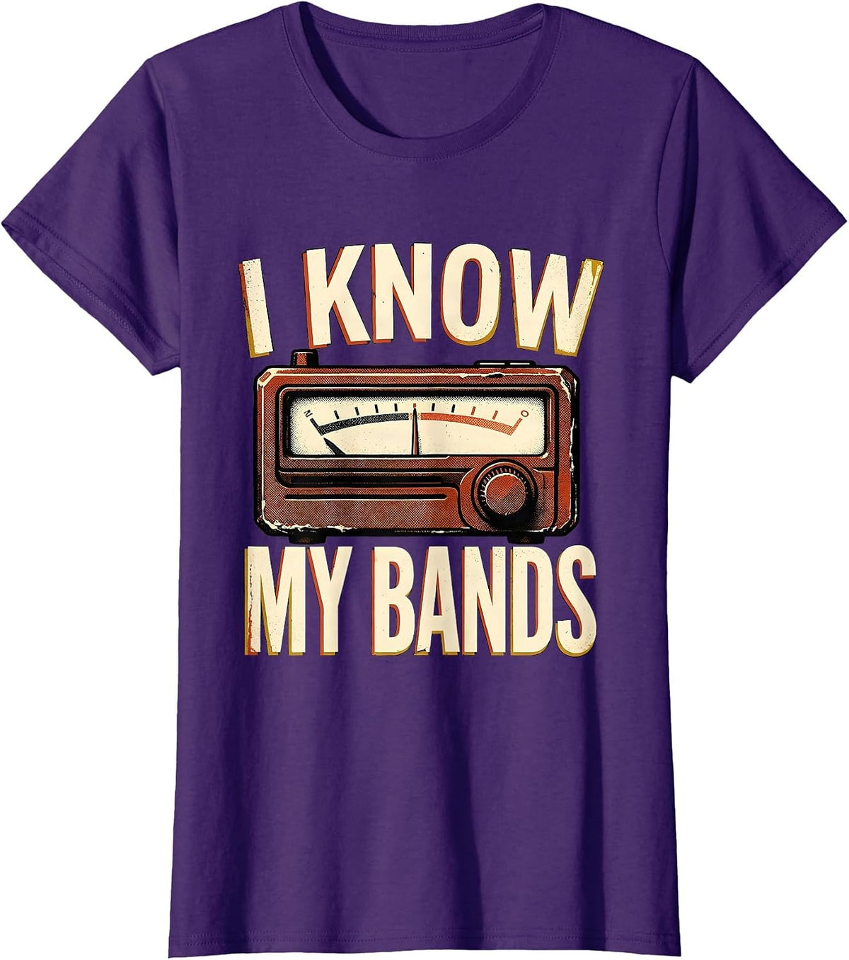 Women's I Know My Bands Funny Ham Radio Operator Humor Amateur Radio T-Shirt - Purple
