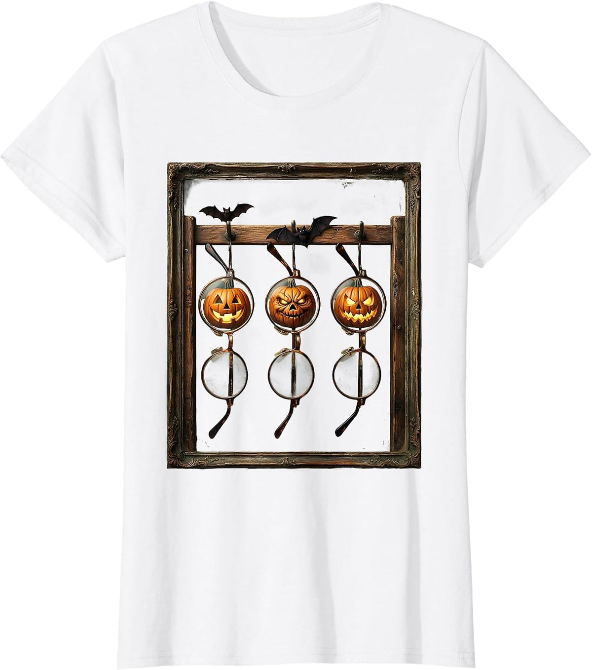 Trial-Frame Spectacles Halloween Optometrist Vintage Eye T-Shirt - White