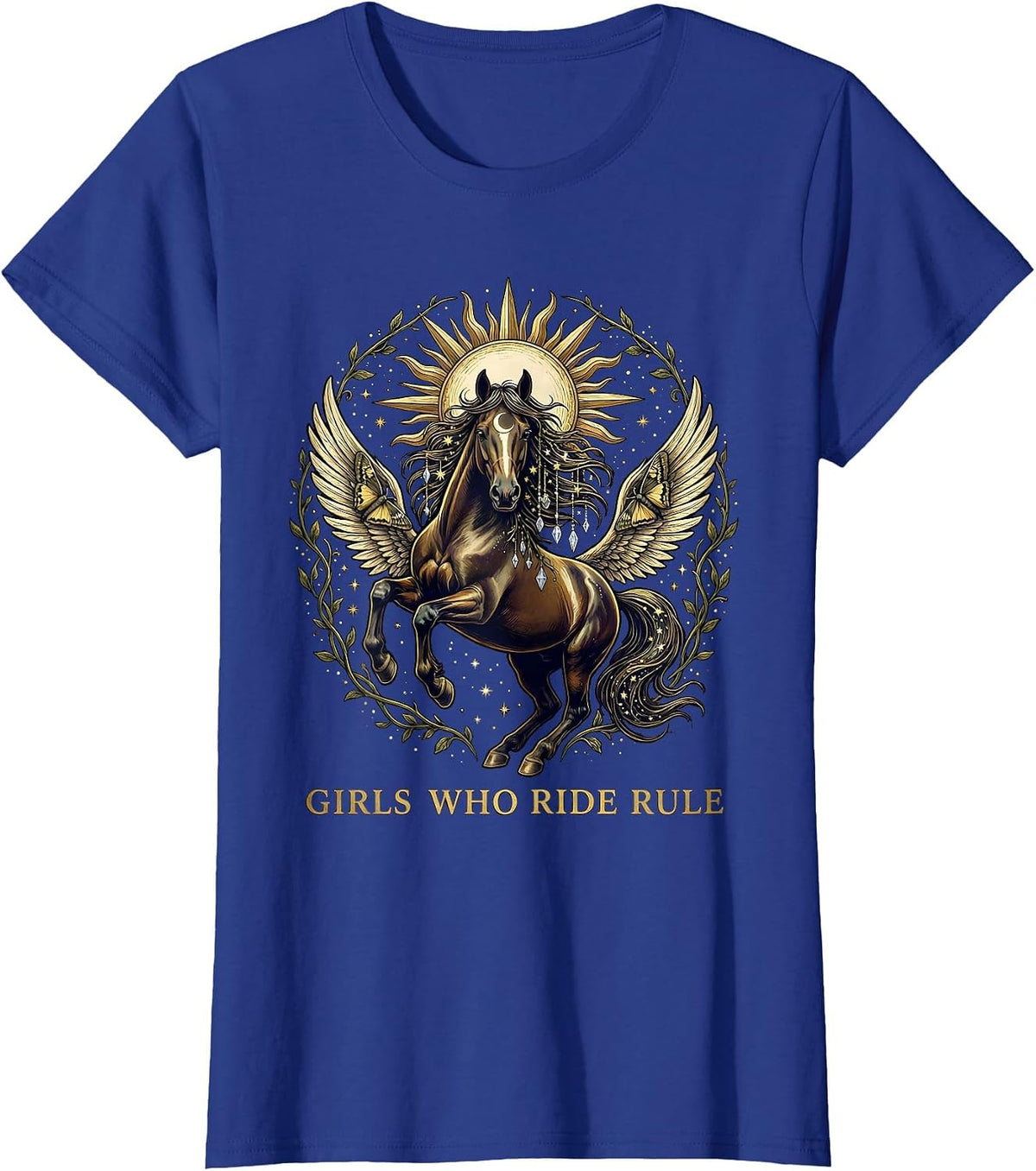 Women's Girls Who Ride Rule Equestrian Design T-Shirt - Royal Blue