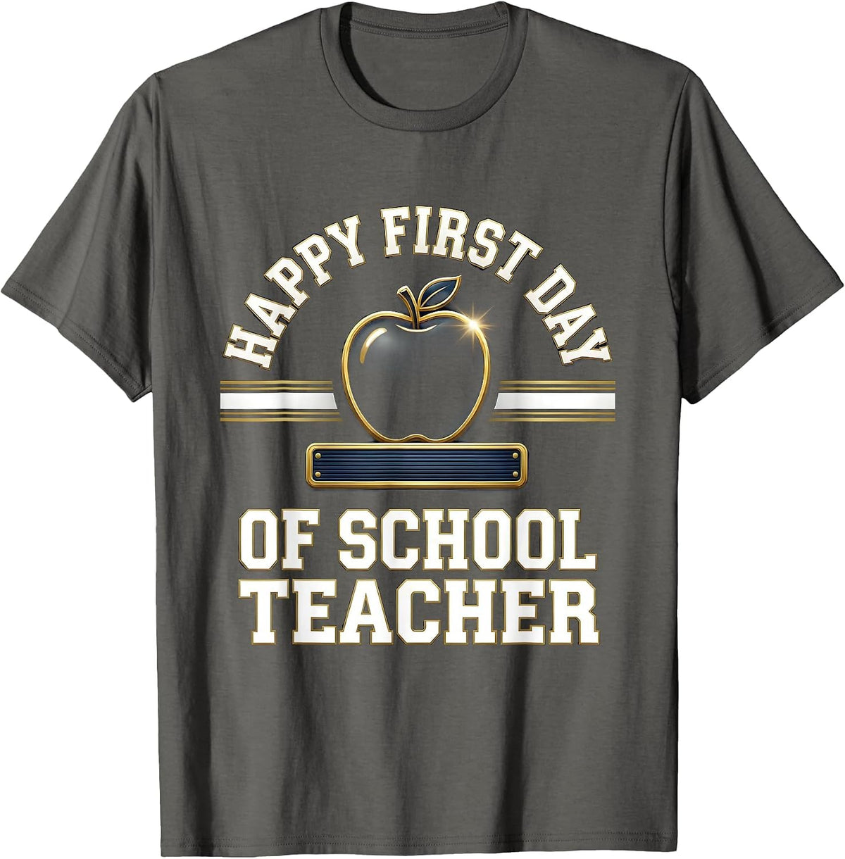 Happy First Day of School Teacher Sports Retro Celebration T-Shirt - Asphalt Grey
