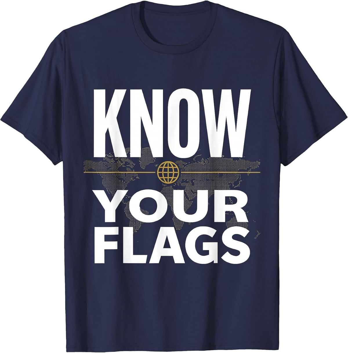 Know Your Flags World Geography Design T-Shirt - Navy Blue