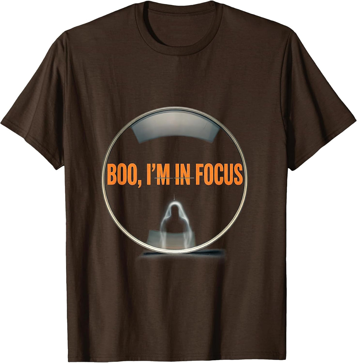 Men's Boo I'm In Focus Minimalist Halloween Optometrist Eye Doctor T-Shirt - Brown