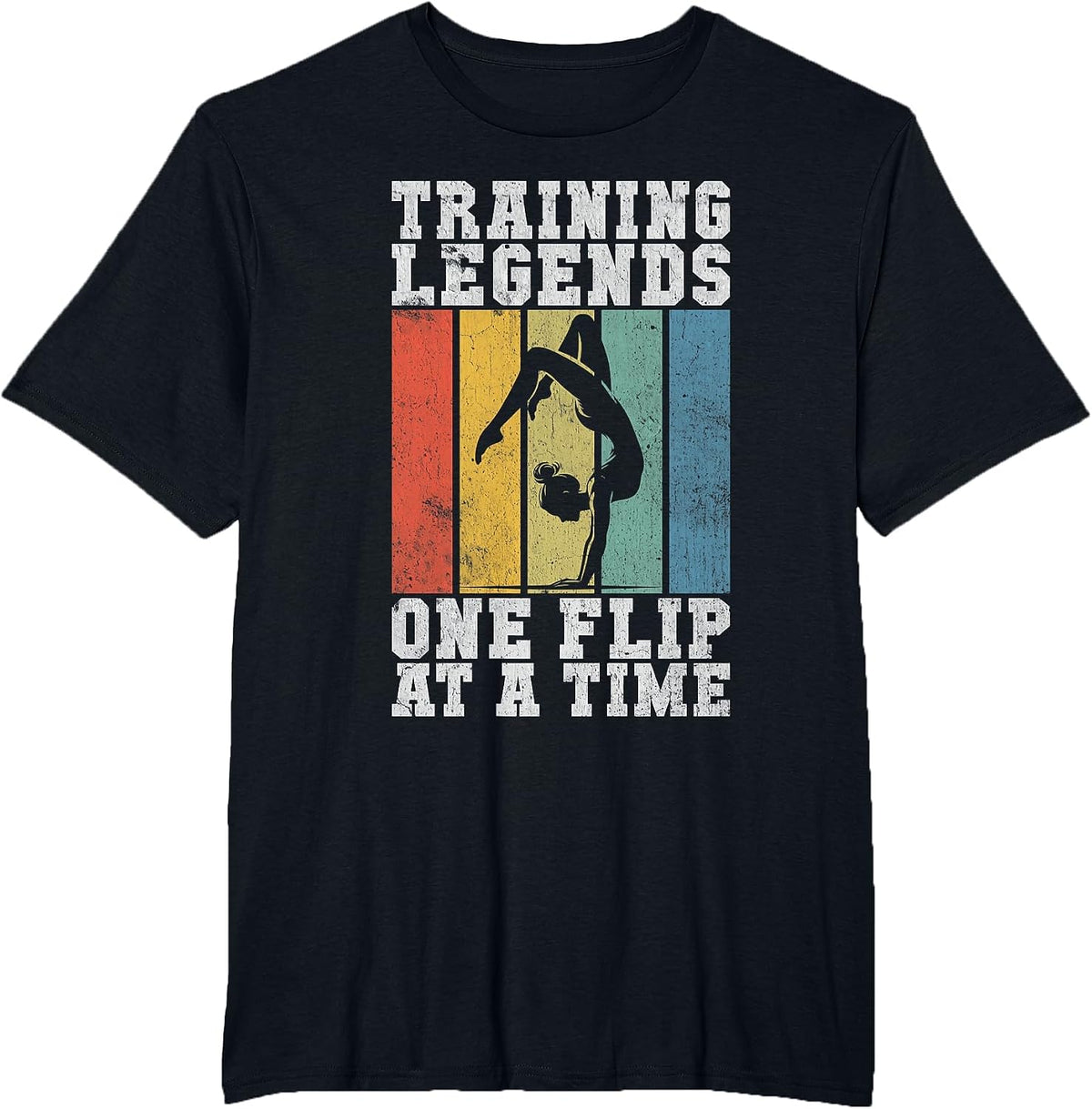 Training Legends One Flip at a Time Gymnastics Coach T-Shirt - Black