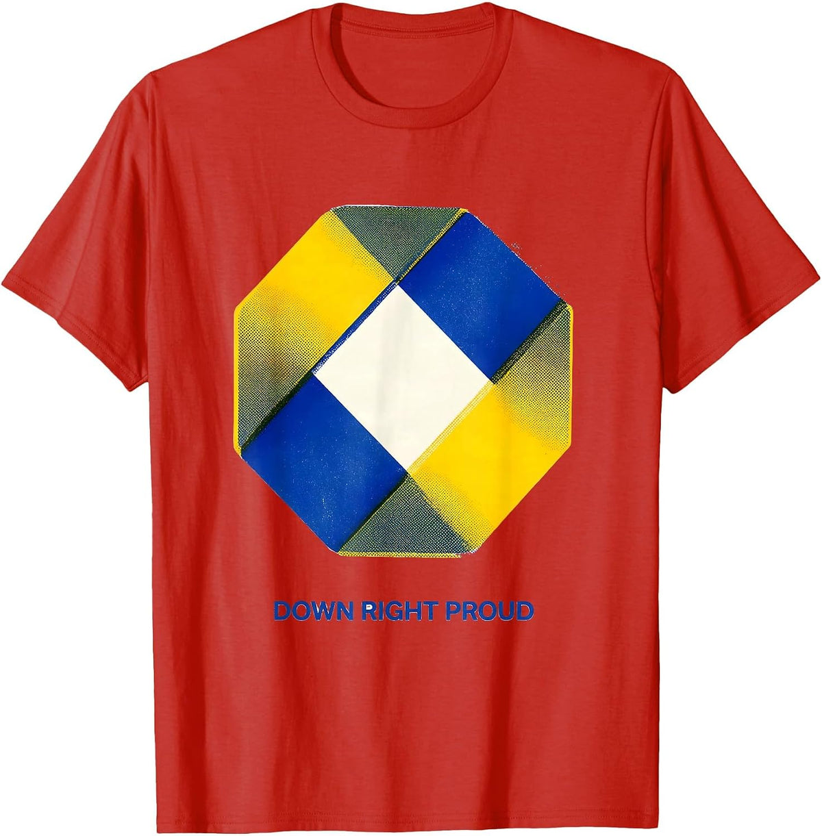 Men's Down Right Proud Risograph Down Syndrome Awareness Family T-Shirt - Red