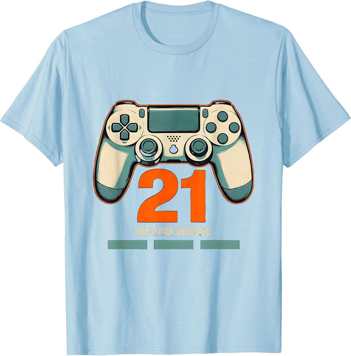 Men's New Stage Unlocked 21 Funny Gamer Birthday Boy Milestone T-Shirt - Baby Blue