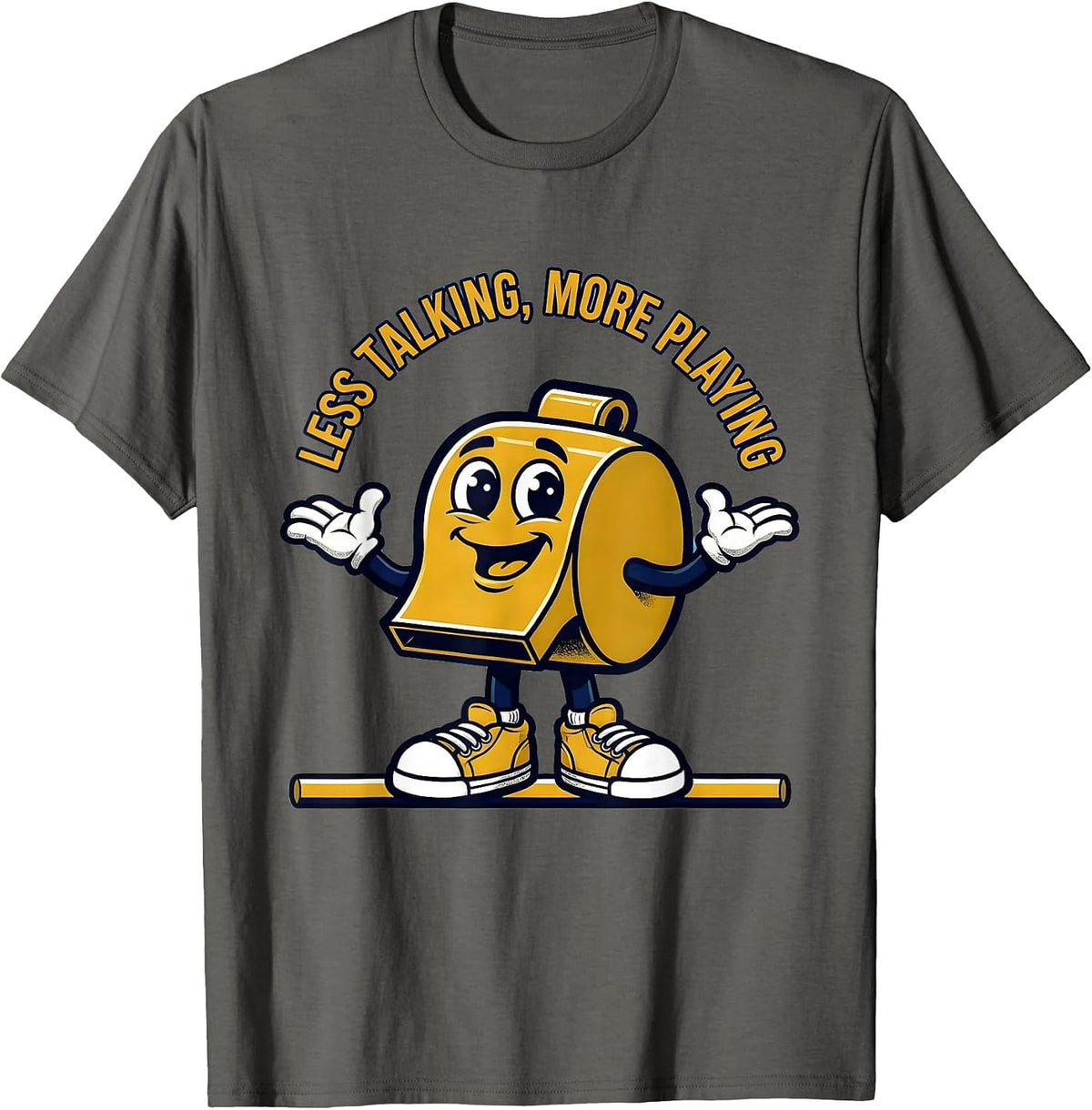 Men's Less Talking More Playing Funny PE Teacher Back To School T-Shirt - Asphalt Grey