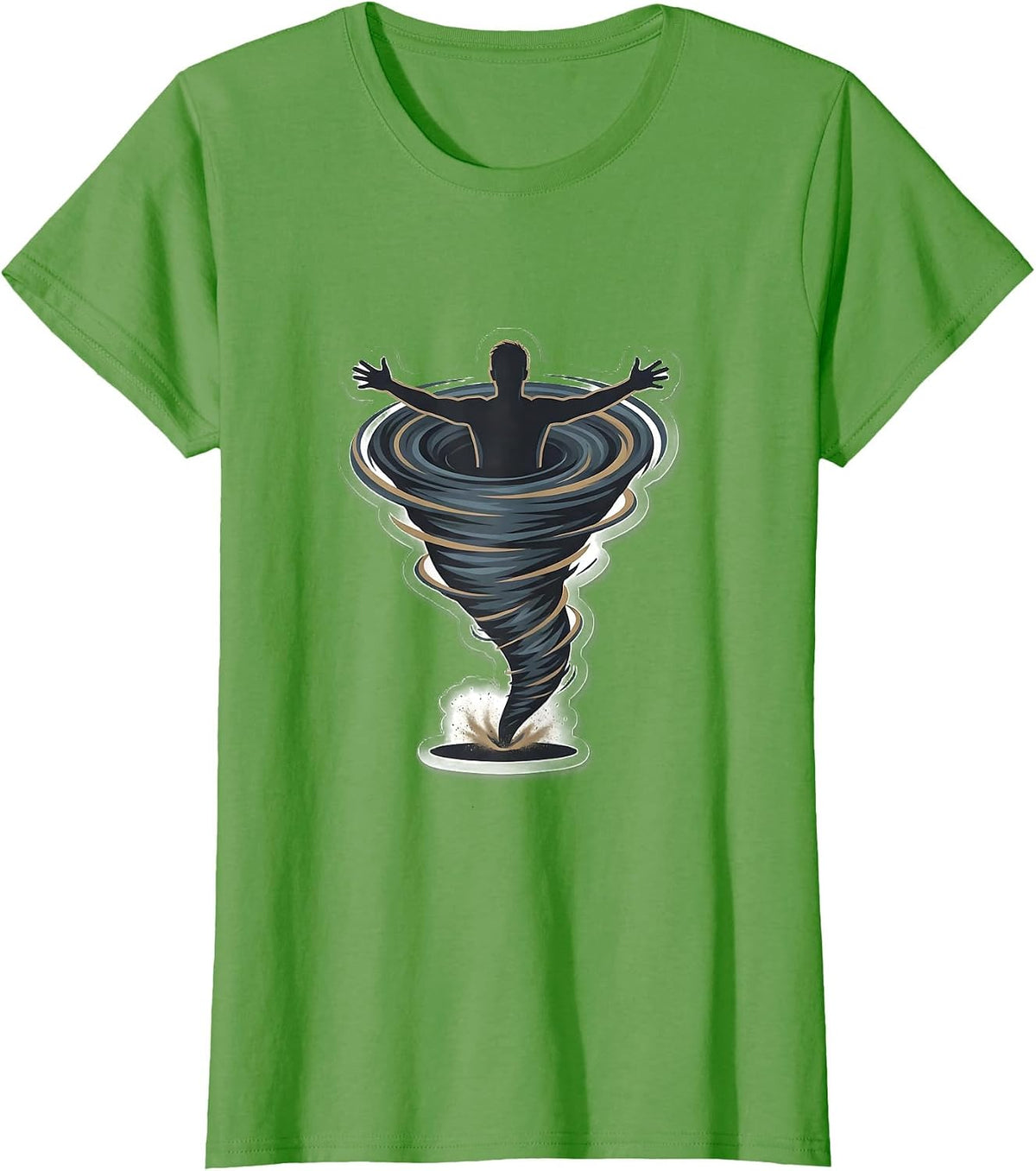 Women's Die-Cut Tornado Swirl Sticker Meteorology Enthusiast T-Shirt - Grass Green
