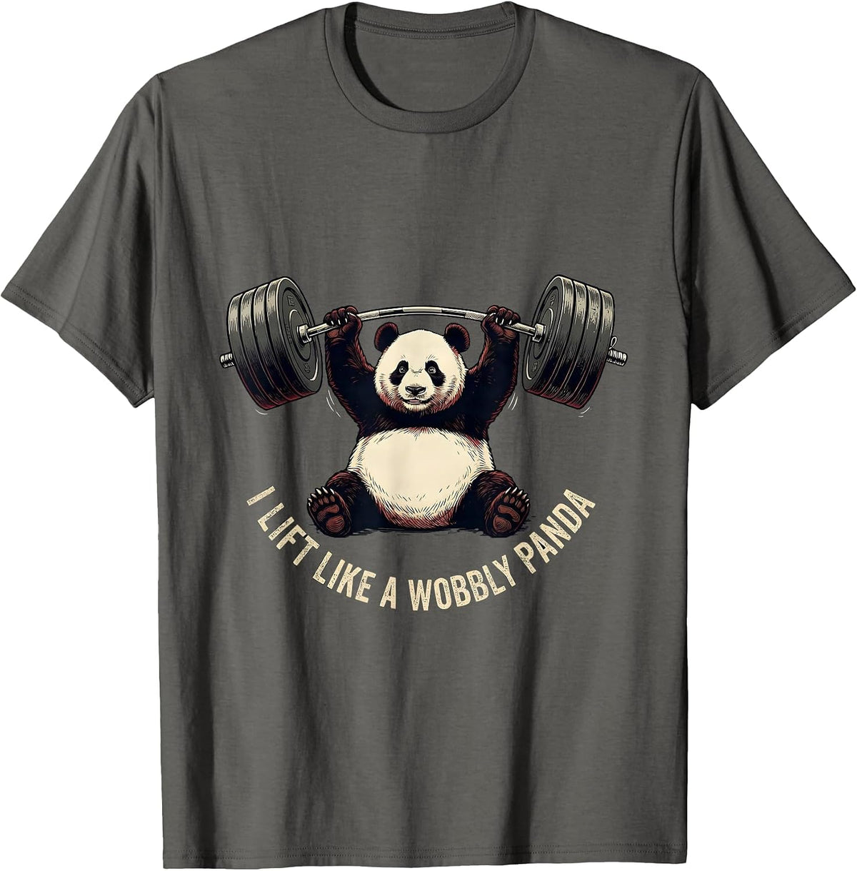 I Lift Like A Wobbly Panda Funny Gym Panda Weightlifting T-Shirt - Asphalt Grey
