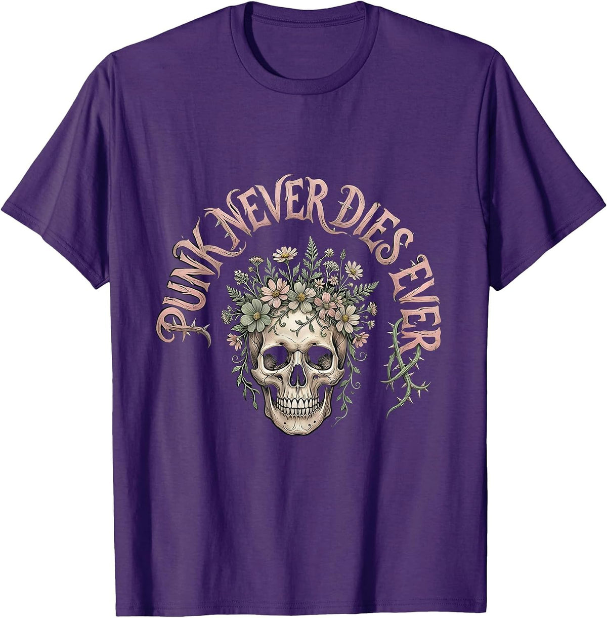 Punk Never Dies Ever Bold Rebellion Design T-Shirt - Purple