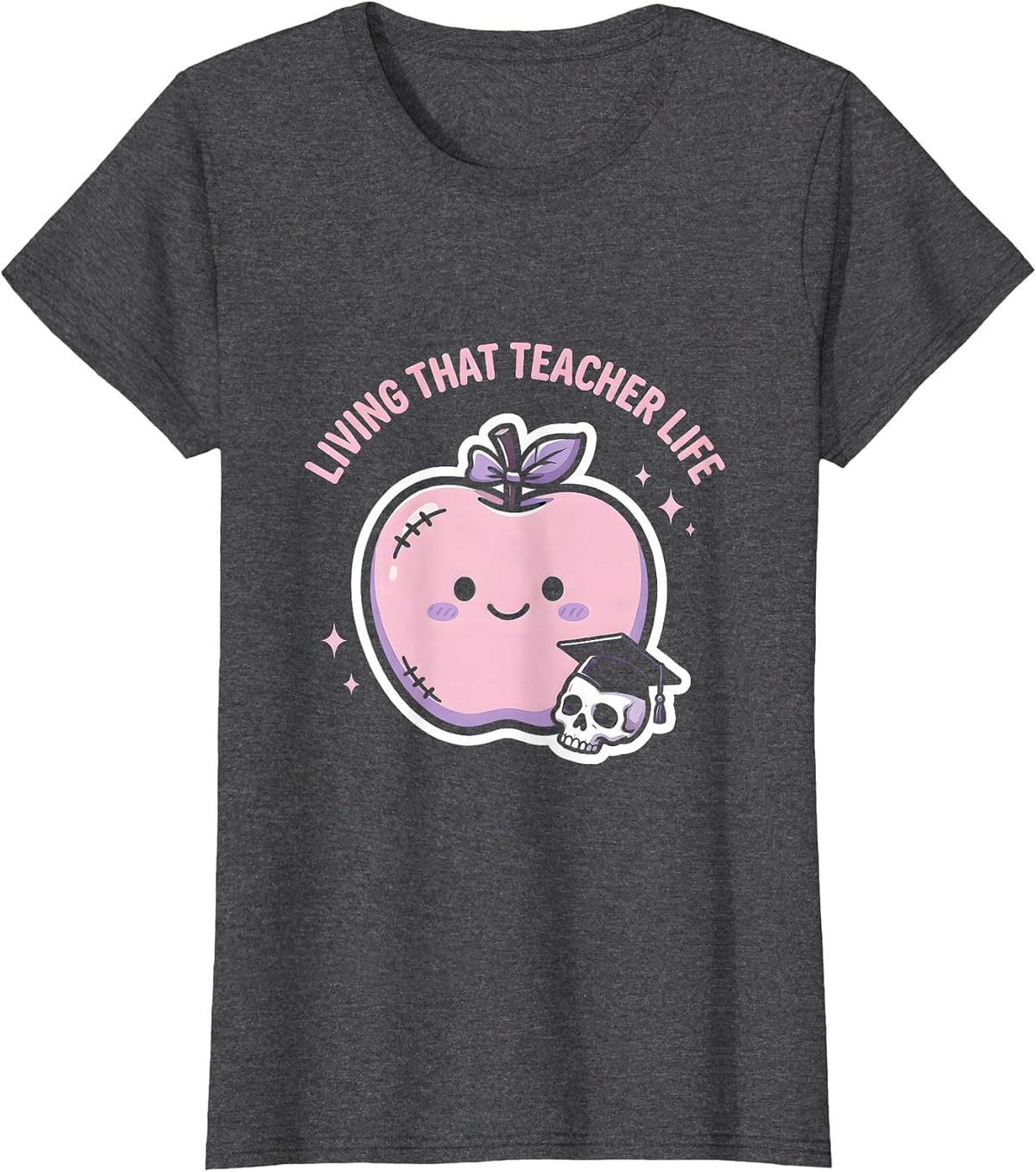 Women's Living That 4th Grade Teacher Life Design T-Shirt - Dark Heather Grey