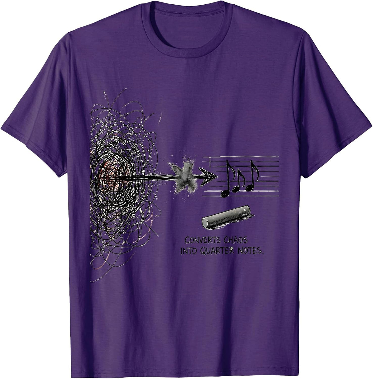 Converts Chaos Into Quarter Notes Funny Music Teacher Gift T-Shirt - Purple