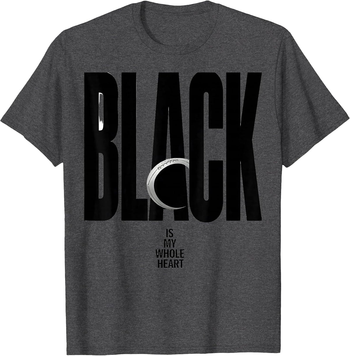 Men's Black Is My Whole Heart National Pride Rugby Fan Kiwi T-Shirt - Dark Heather Grey