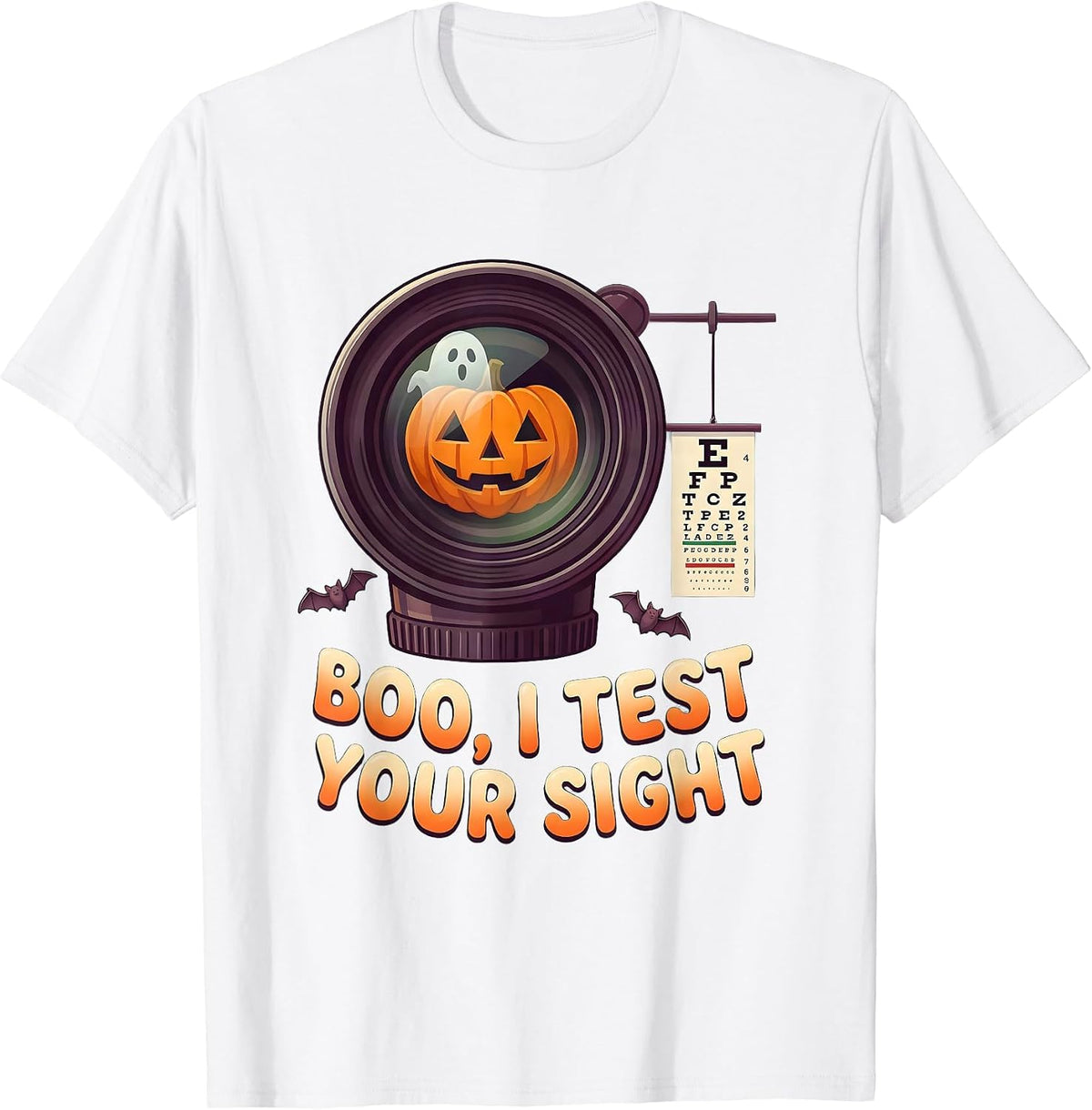Men's Boo I Test Your Sight Funny Optometrist Halloween Eye Doctor T-Shirt - White