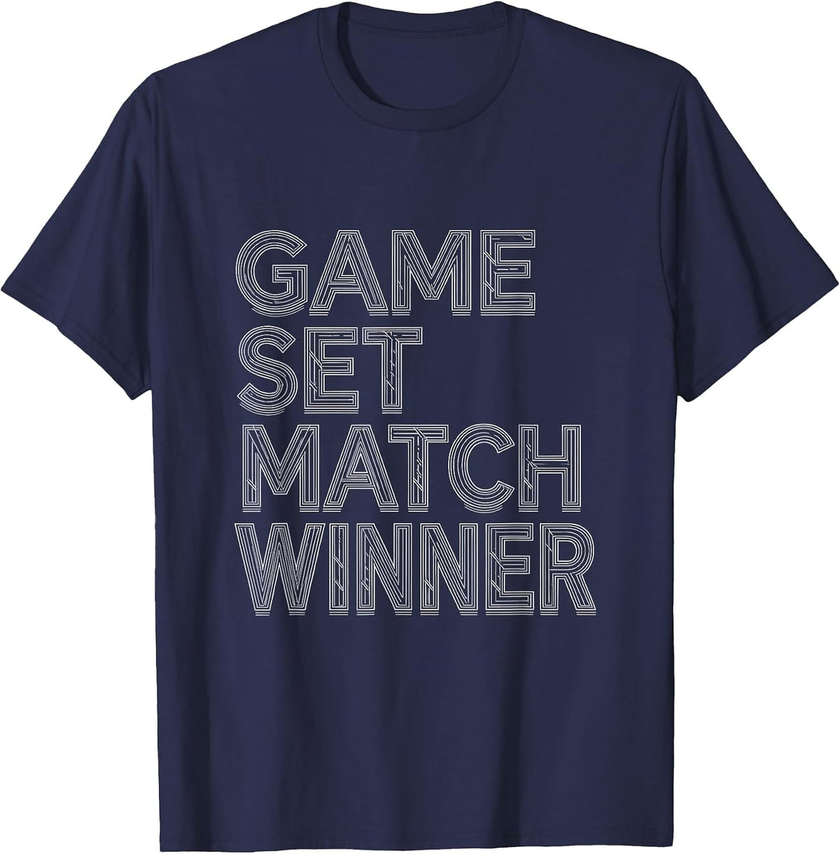 Game Set Match Winner Tennis Design T-Shirt - Navy Blue