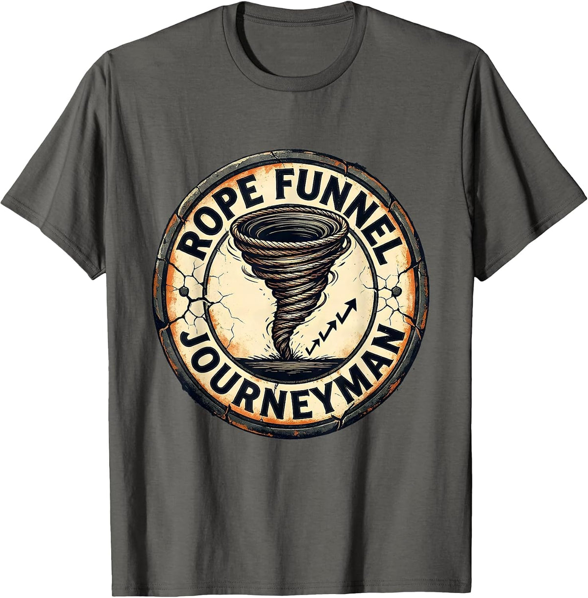 Men's Rope Funnel Journeyman Distressed Storm Chaser Tornado T-Shirt - Asphalt Grey