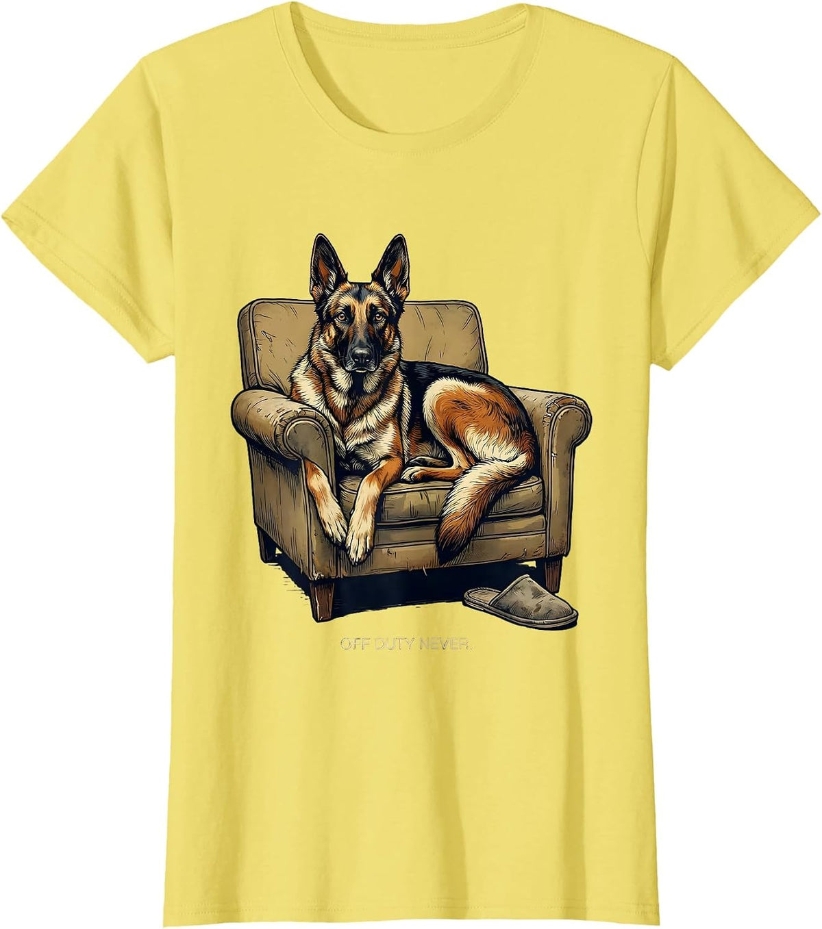 Off Duty Never Funny Belgian Malinois Dog Owner Humor T-Shirt - Lemon Yellow
