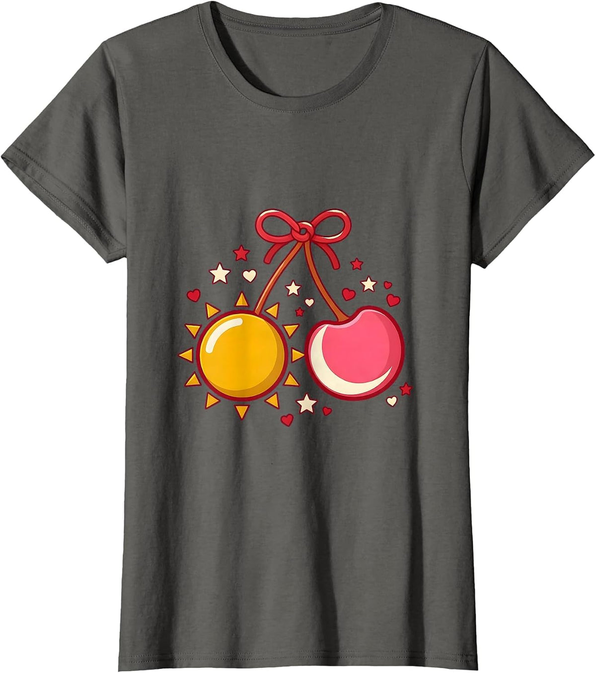 Women's 21st Birthday Celestial Sun Moon Fusion Design T-Shirt - Asphalt Grey