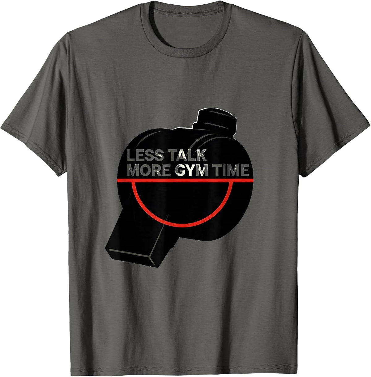 Less Talk More Gym Time Swiss International PE Teacher Back T-Shirt - Asphalt Grey