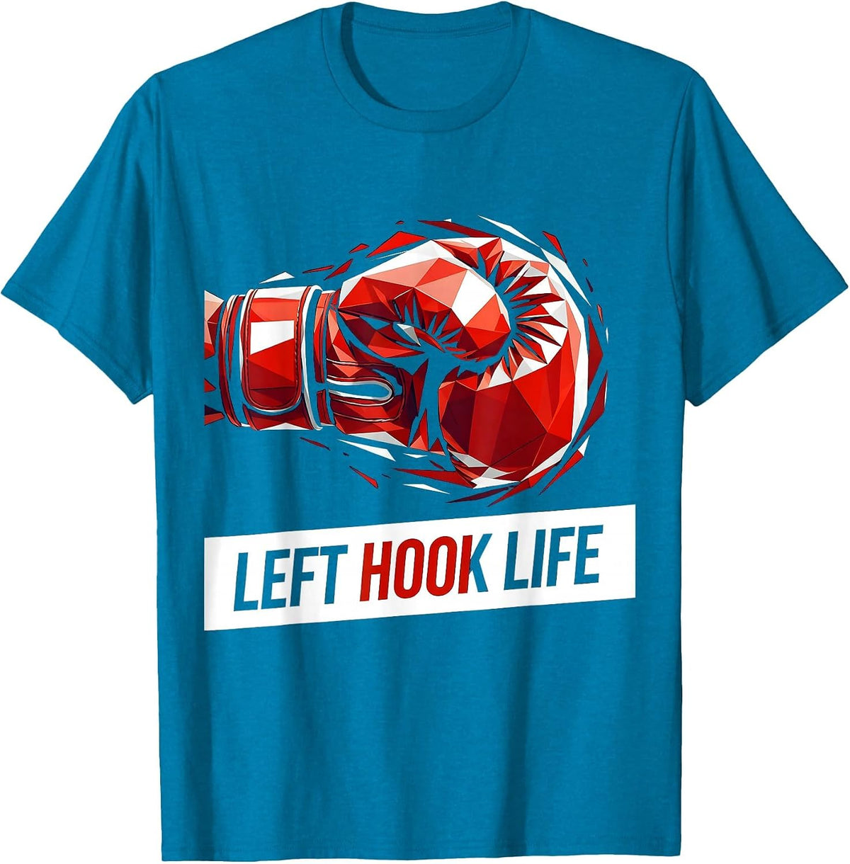 Left Hook Life Boxing Graphic Design T-Shirt - Sapphire Blue
