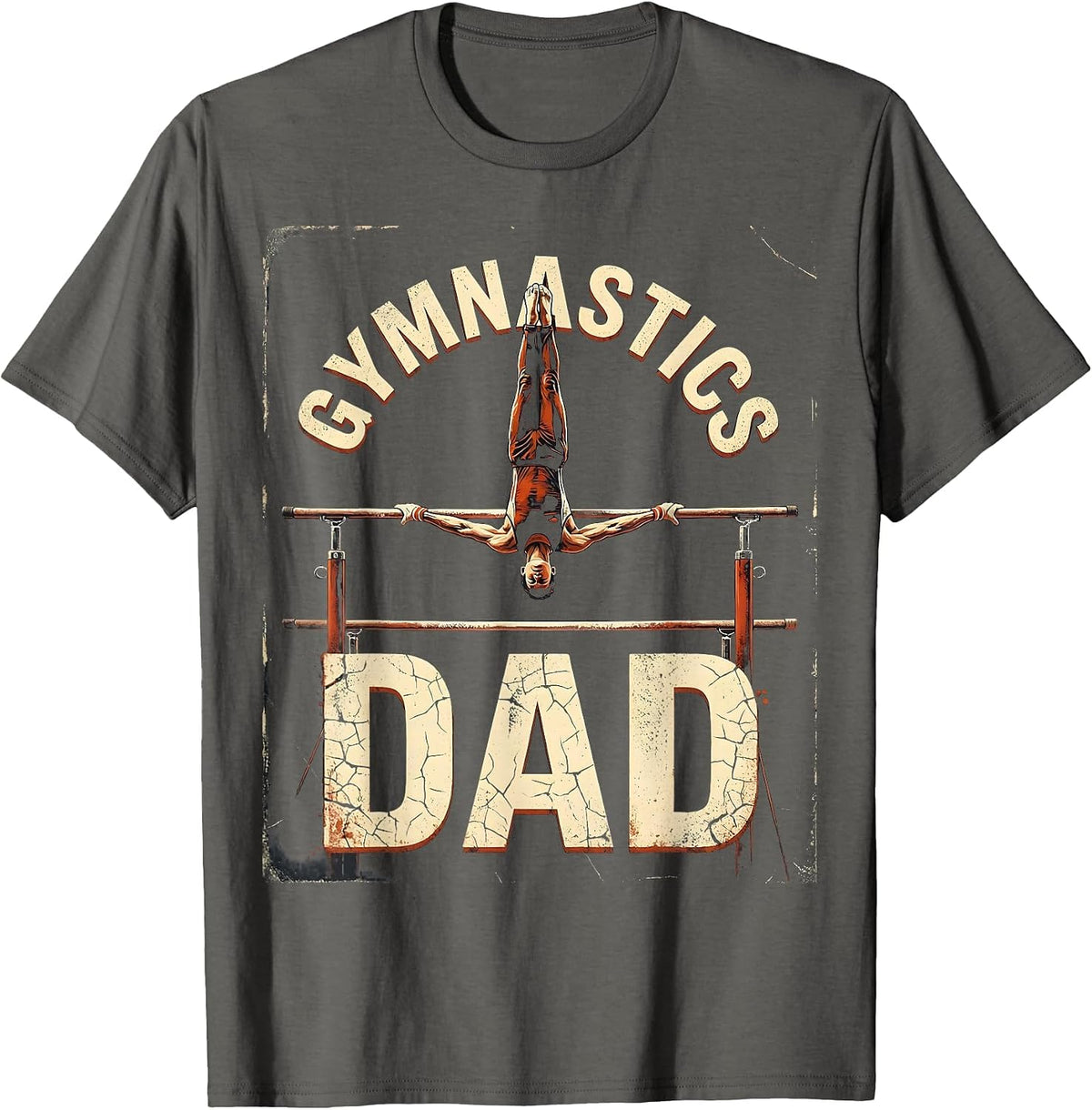 Gymnastics Dad Funny Gymnastics Father Family Pride Humor T-Shirt - Asphalt Grey