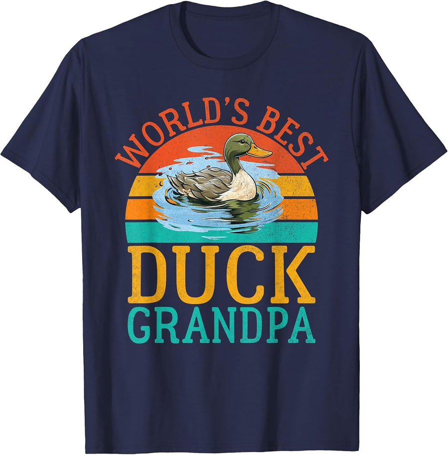 Worlds Best Duck Grandpa Duck T-Shirt - Navy Blue
