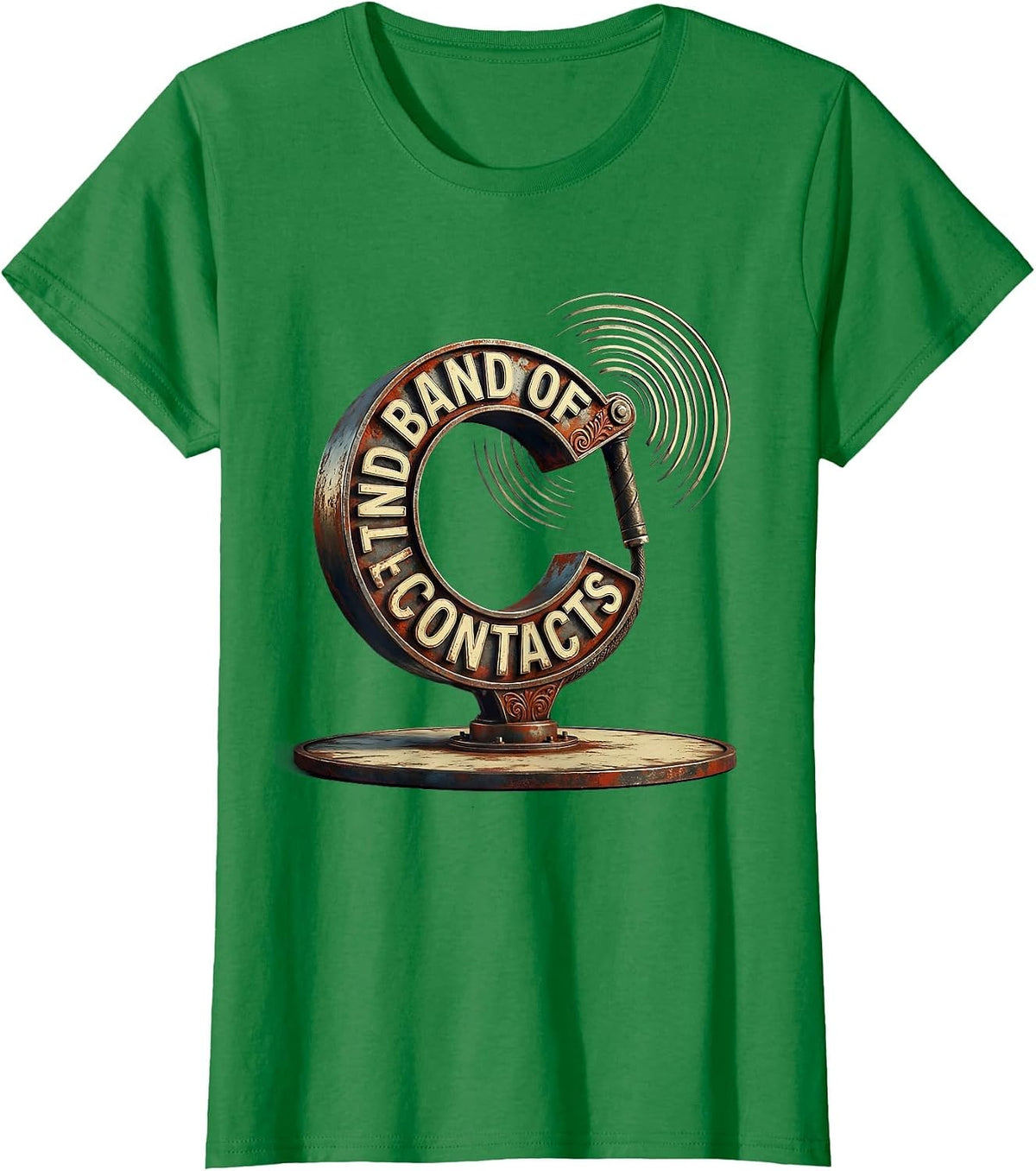 Women's Band Of Contacts Vintage Ham Radio Operator Nerdy Humor T-Shirt - Kelly Green