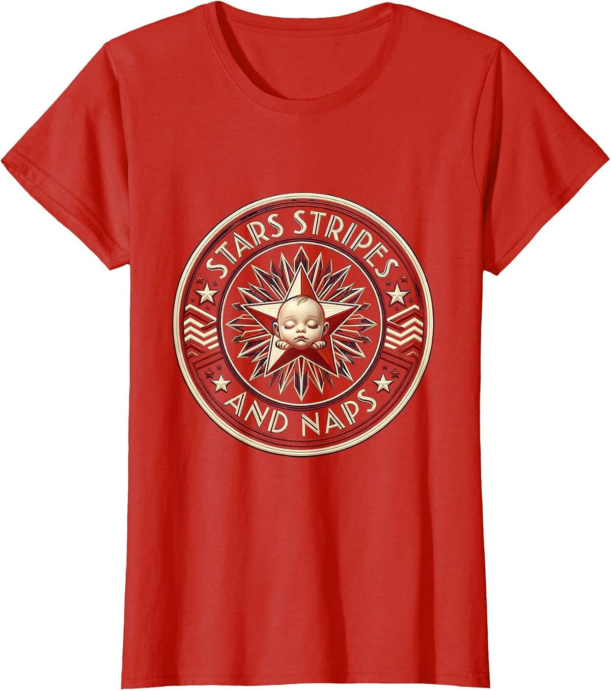 Stars Stripes and Naps Kids Patriotic Design T-Shirt - Red