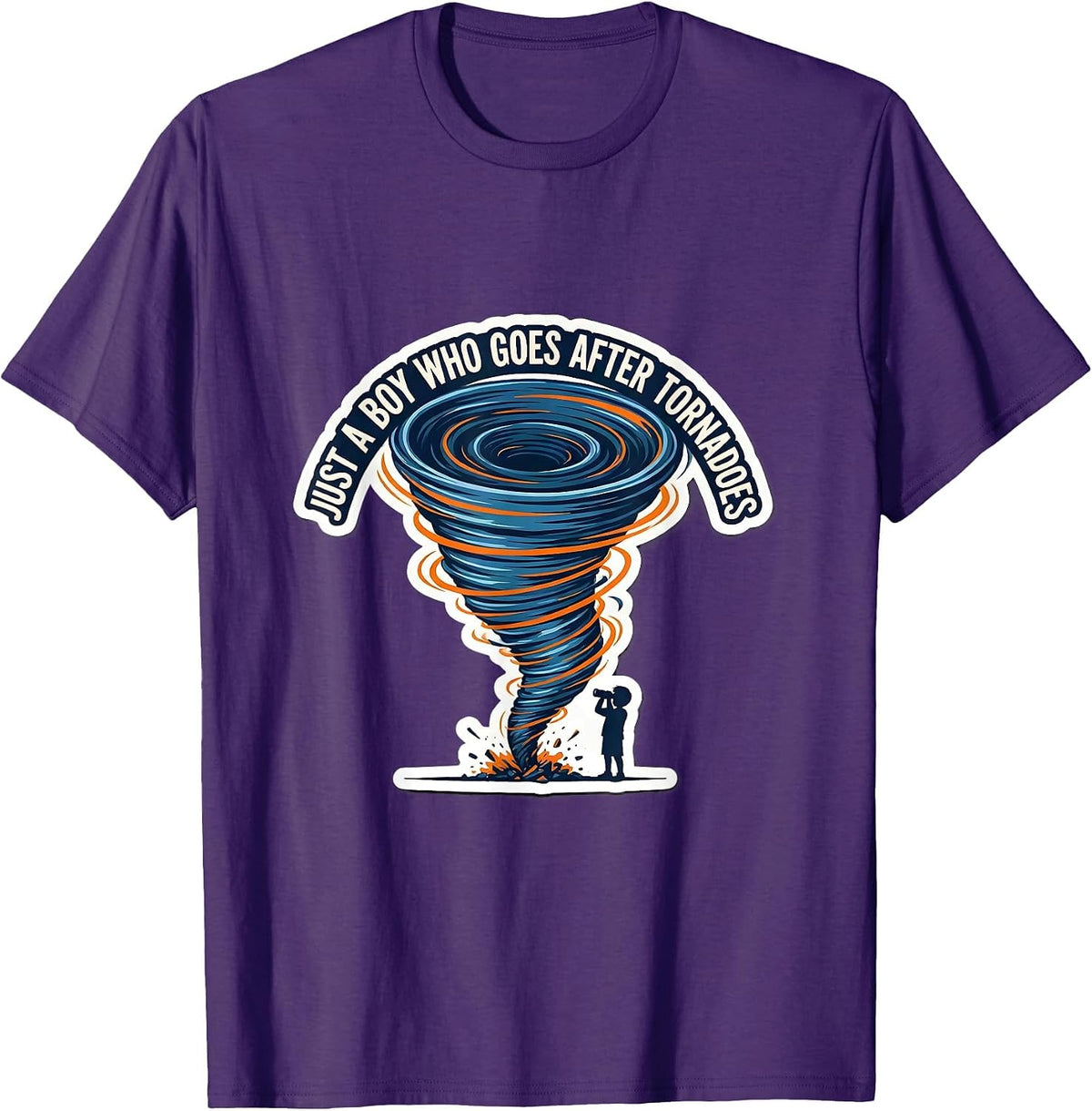 Men's Just A Boy Who Goes After Tornadoes Funny Storm Chaser T-Shirt - Purple