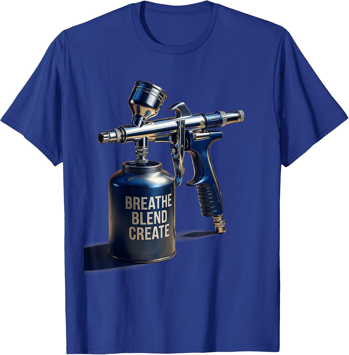 Breathe Blend Create Airbrush Art Design T-Shirt - Royal Blue