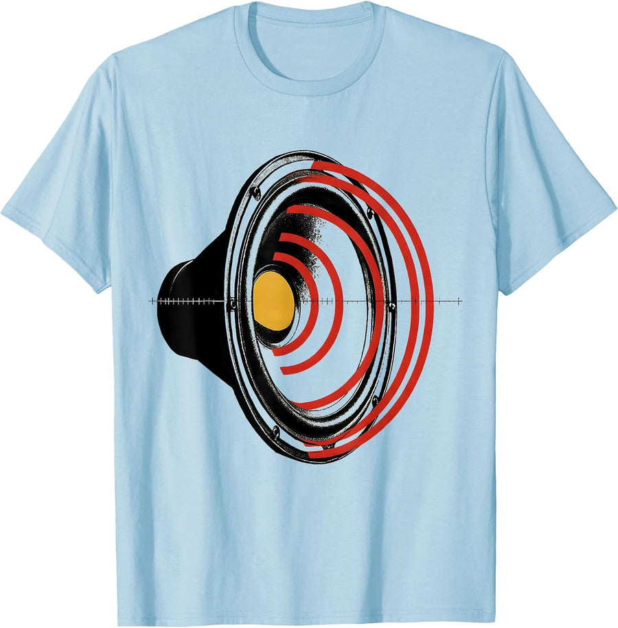 Men's Geometric Speaker Cone Screenprint Math Teacher Humor T-Shirt - Baby Blue