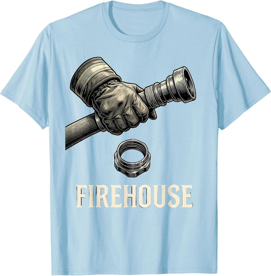 Men's FIREHOUSE Monochromatic Firefighter Pride Crew Memorial T-Shirt - Baby Blue