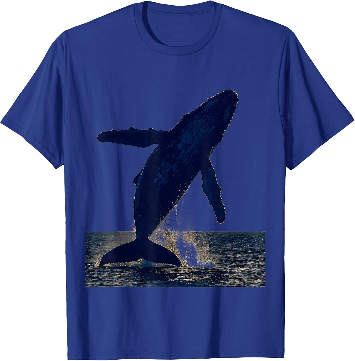 Cape Cod Humpback Whale Breaching at Sunset T-Shirt - Royal Blue