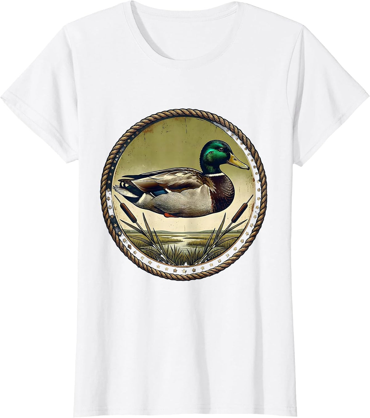 Mallard Duck Vintage Hunting Waterfowl Hunter Gift T-Shirt - White