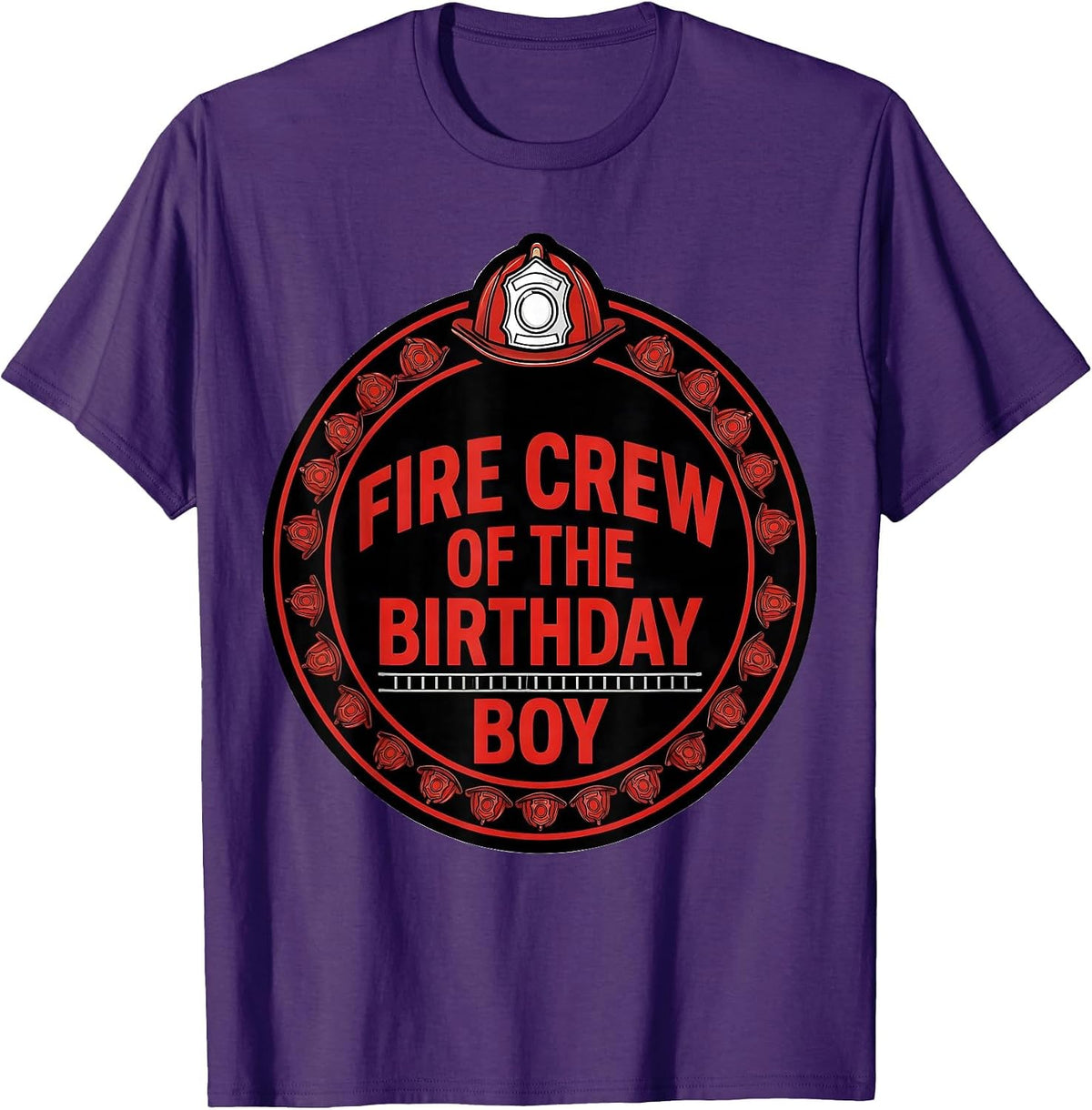 Men's Fire Crew of the Birthday Boy Fire Truck Firefighter Party T-Shirt - Purple