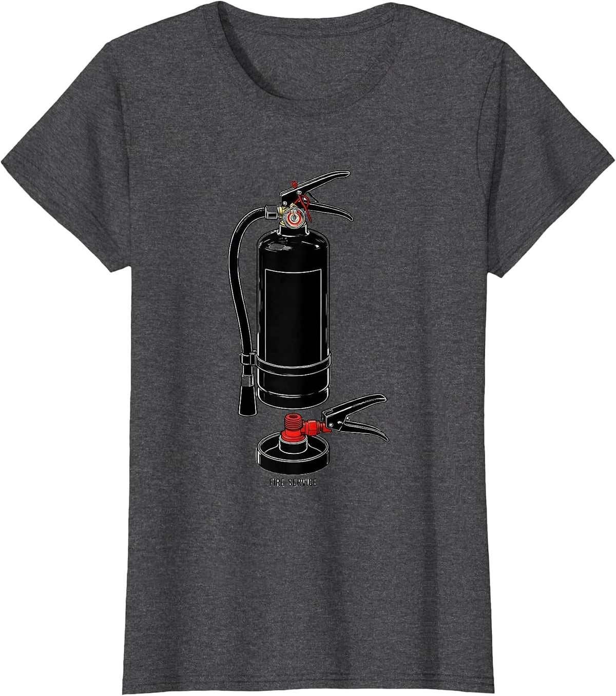 Women's Fire Service Exploded View Technical Firefighter Humor Gift T-Shirt - Dark Heather Grey