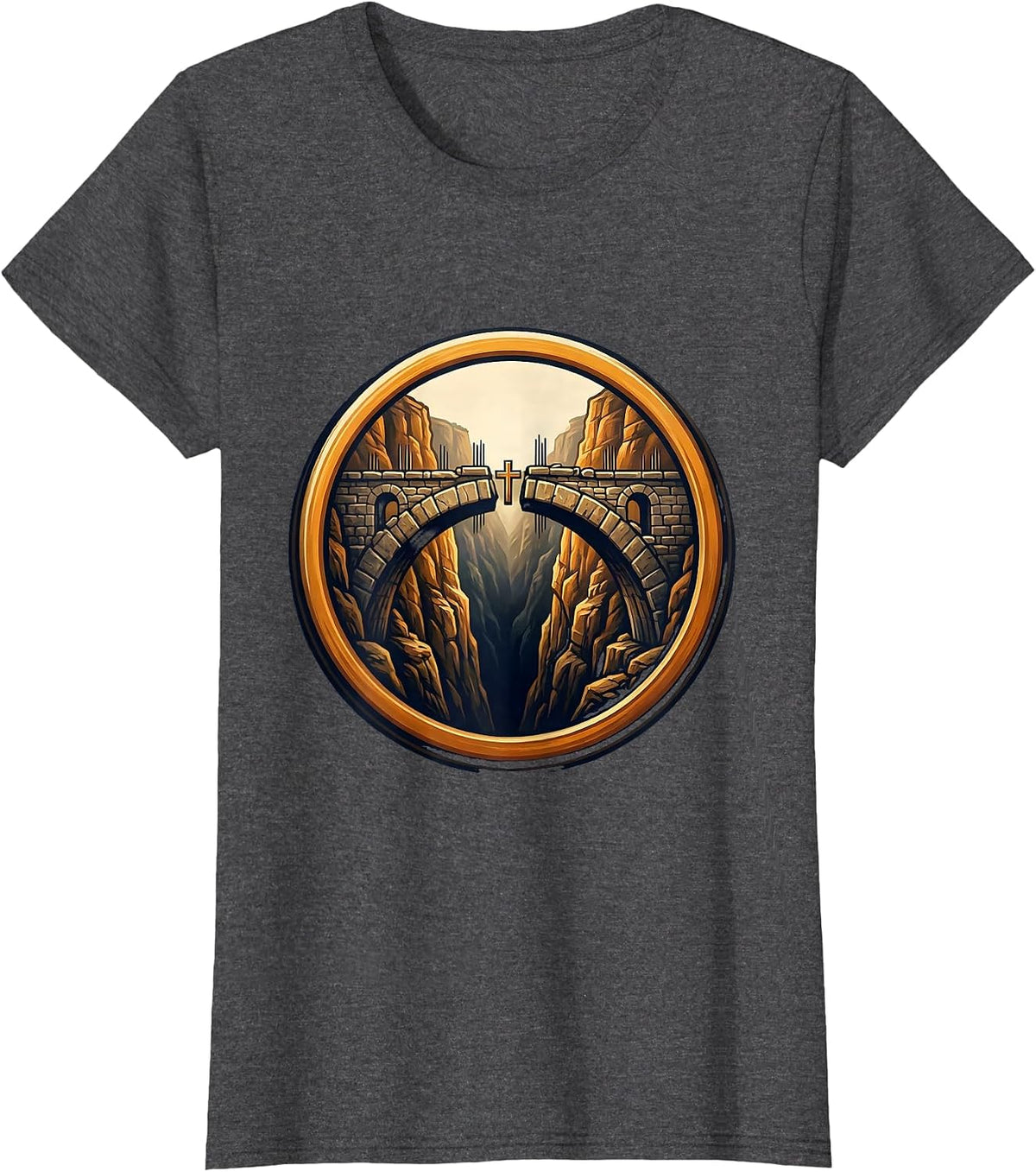 Women's Bridge Over the Gorge Construction Graphic T-Shirt - Dark Heather Grey