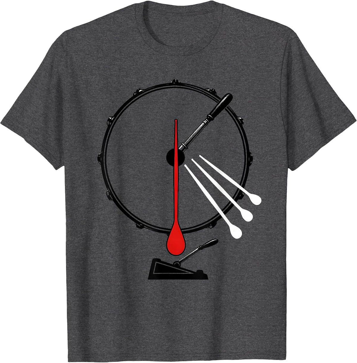 Bass-Drum Metronome Drummer Percussionist Humor T-Shirt - Dark Heather Grey