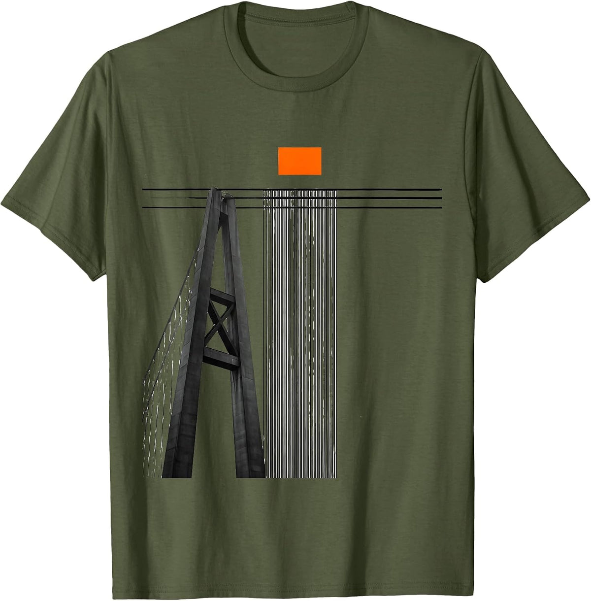 Men's Golden Gate Bridge Suspension Tower Leg Retro Souvenir T-Shirt - Olive Green