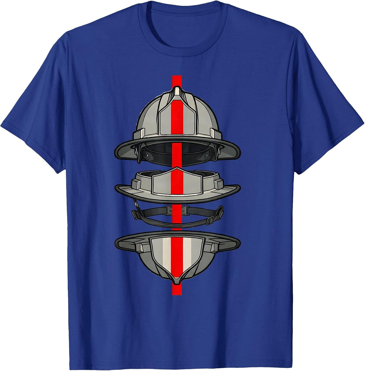 Exploded Turnout Helmet Firefighter Tribute Gift T-Shirt - Royal Blue