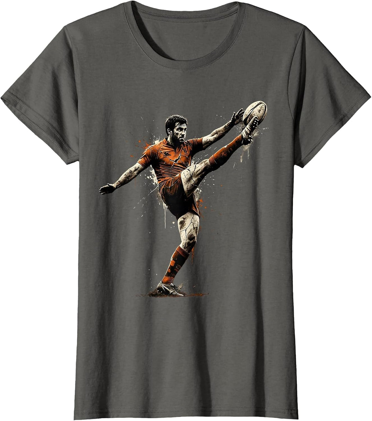 Women's Rugby Conversion Kick Silhouette Graphic T-Shirt - Asphalt Grey