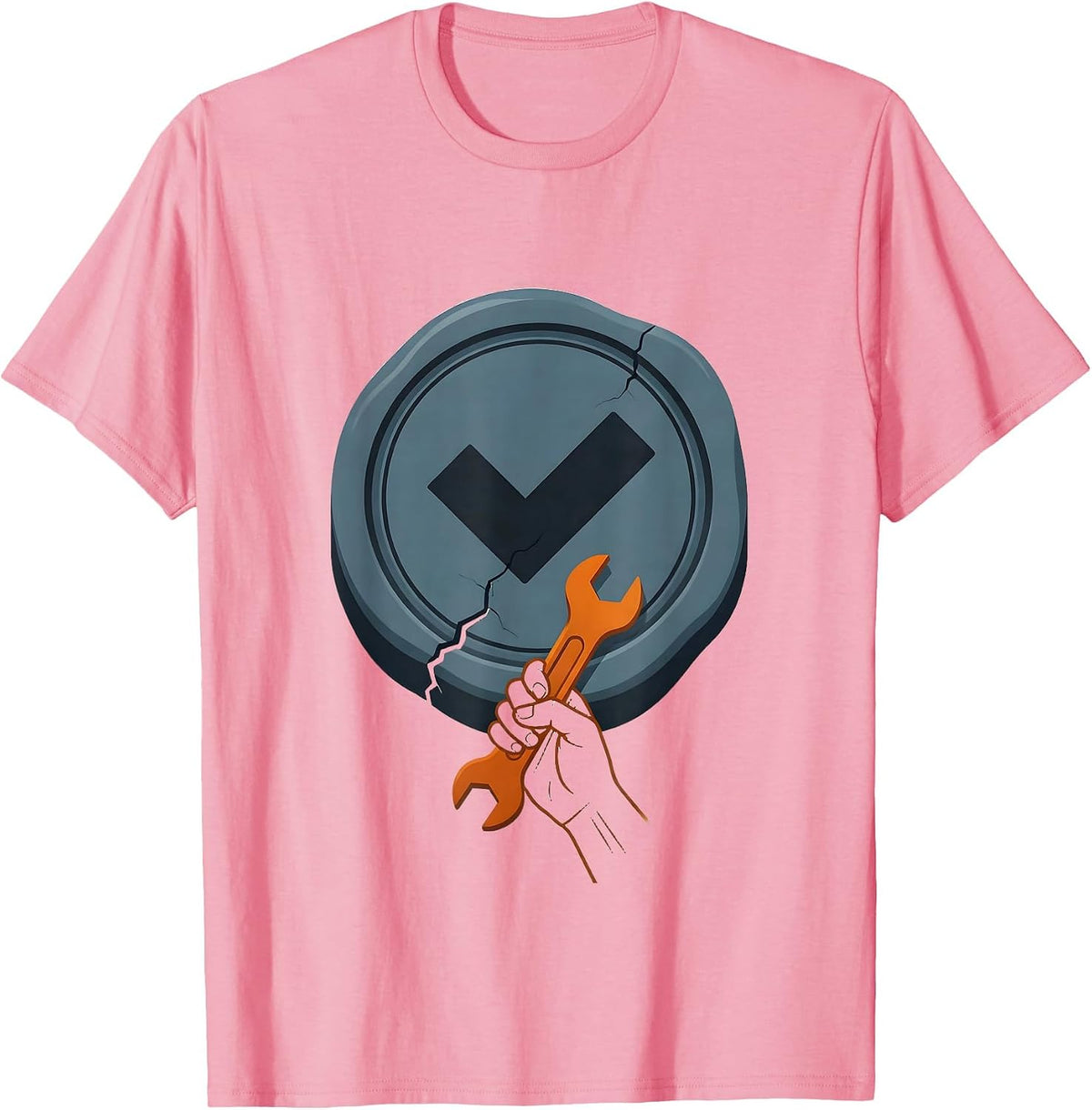 Men's Status Seal Tech Support IT Worker Sarcastic Humor T-Shirt - Pink