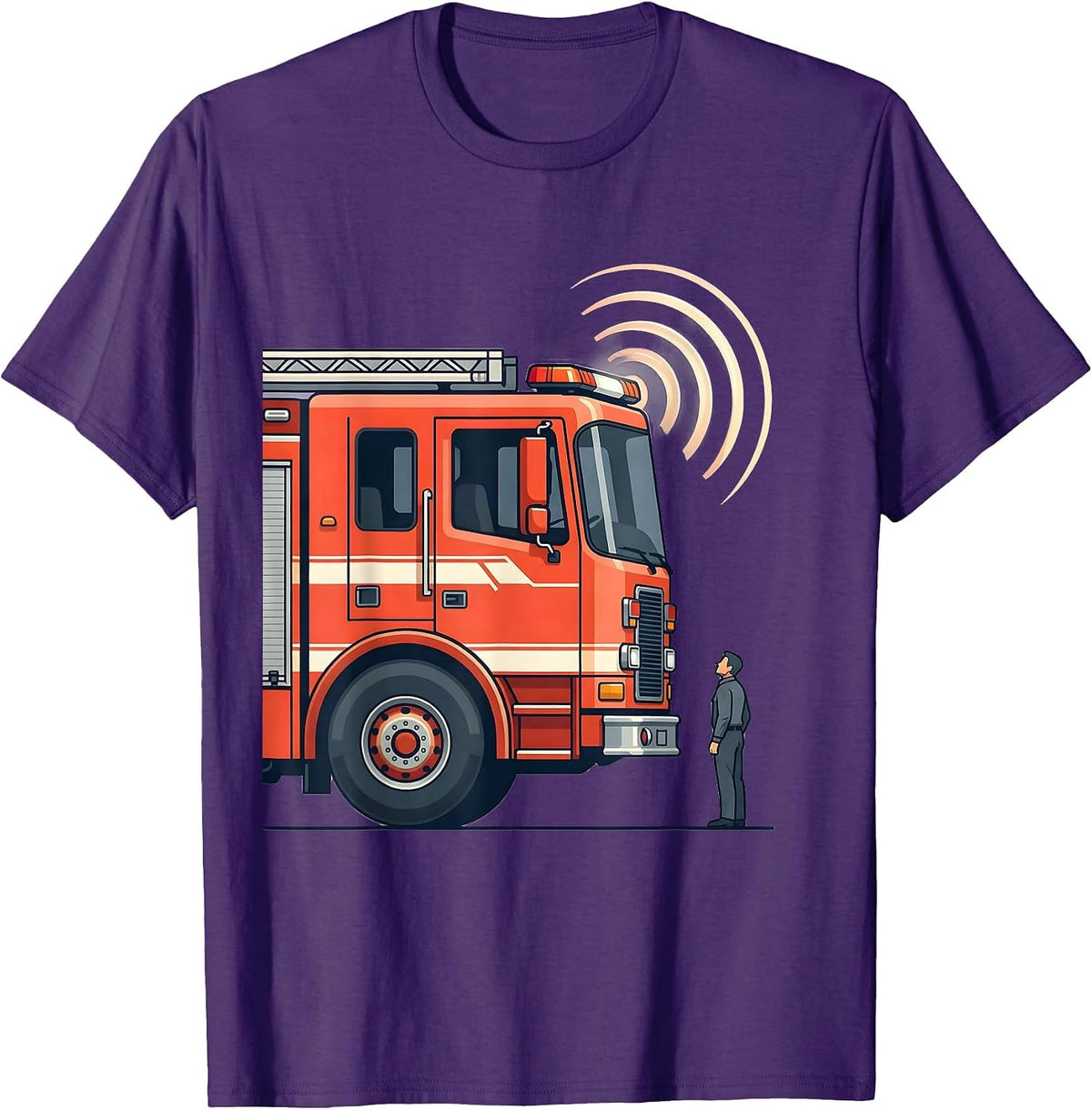 Oversized Fire Engine Funny Firefighter Humor Gift T-Shirt - Purple